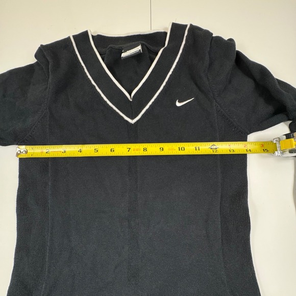 Nike Black V Neck Sweater Long Sleeve Athletic Trim Women Size PS - Picture 7 of 11